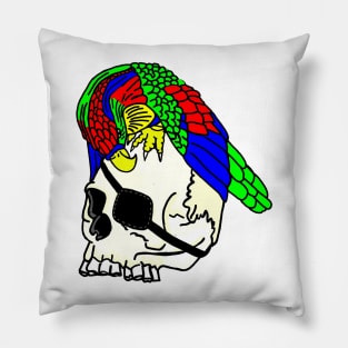 Pirate Skull and Parrot Pillow