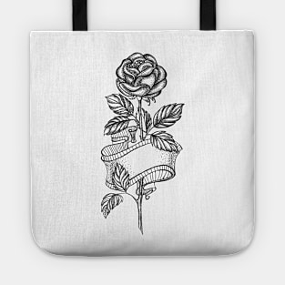 Rose Sketch with Ribbon Tote