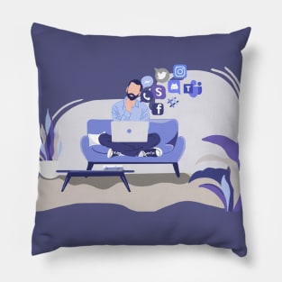 Social media man digital illustration Pillow