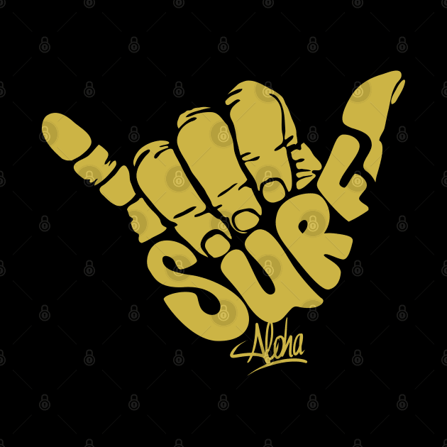 Surfing Hand Sign Aloha by Mako Design 