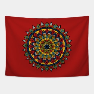 Red Flower Mandala Tapestry