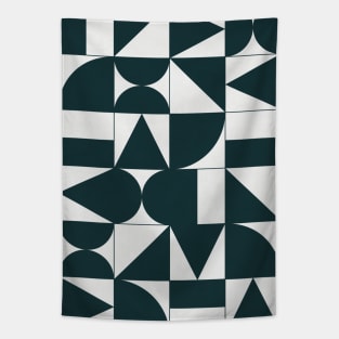 My Favorite Geometric Patterns No.17 - Green Tinted Navy Blue Tapestry