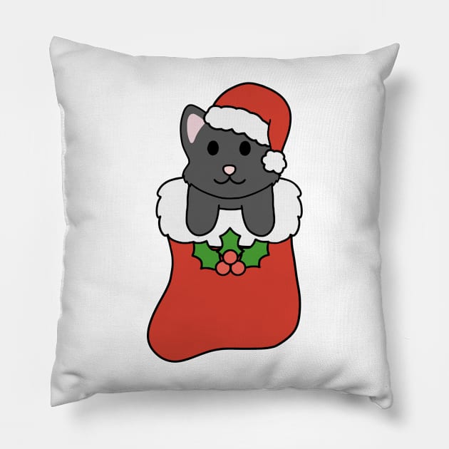 Christmas Black Cat Stocking Pillow by BiscuitSnack