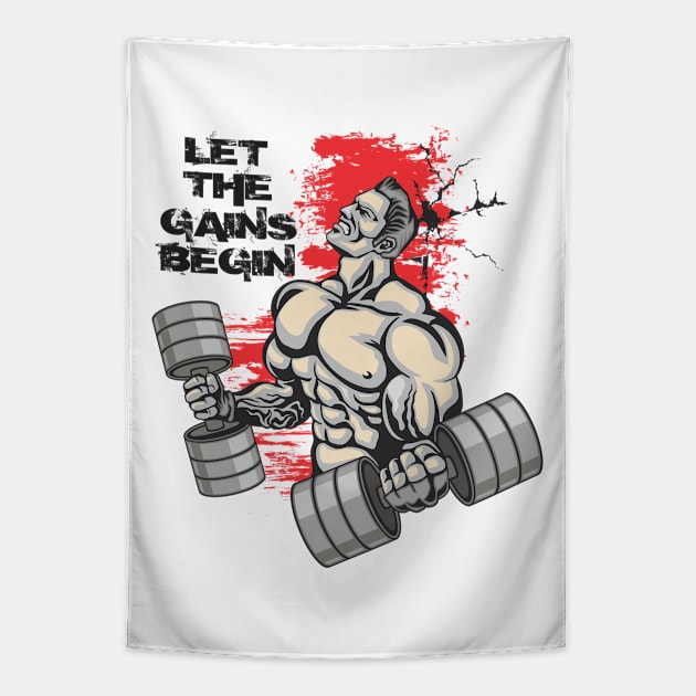 Let the gains begin - Crazy gains - Nothing beats the feeling of power that weightlifting, powerlifting and strength training it gives us! A beautiful vintage design representing body positivity! Tapestry by Crazy Collective