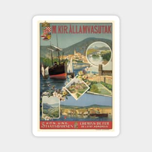 M. Kir. Allamvasutak Hungary Vintage Poster 1890 Magnet