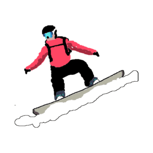 Pixel Snowboarder Sticker T-Shirt