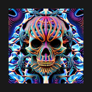 Trippy Psychedelic Patterns Skull 19 T-Shirt