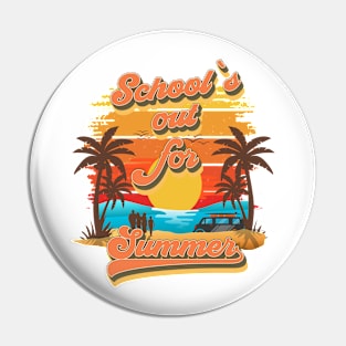 Schools out for summer Retro quote groovy teacher vacation Pin