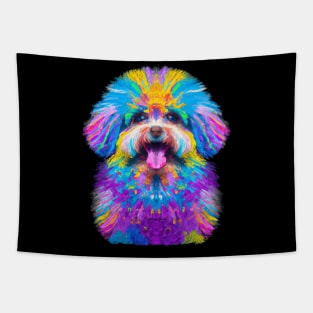 Adorable Bolognese Dog Colorful Artwork Tapestry