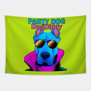 Party Dog DogDiddy Synthwave Retro Tapestry