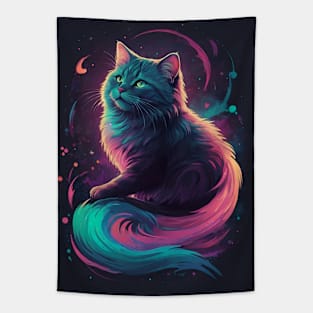 neon pink cat Tapestry