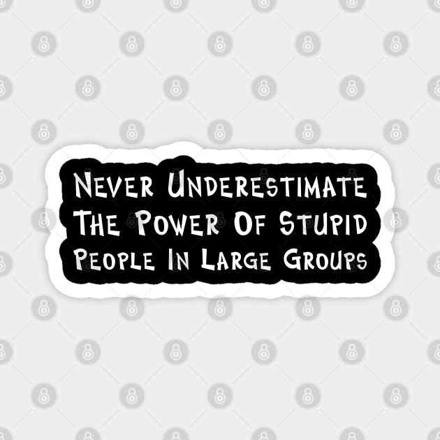 Never Underestimate The Power Of Stupid People Magnet by PeppermintClover