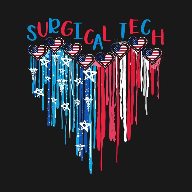 Surgical Tech American Flag Melting Heart 4th Of July by Ripke Jesus