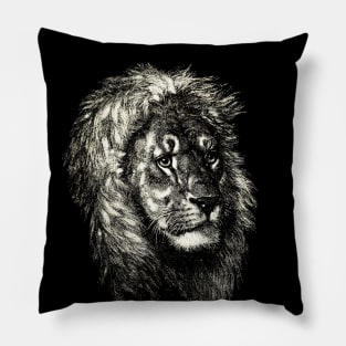 Dramabite Artistic Lion head Cute Hand Drawn Animal Graphic Realistic Pillow