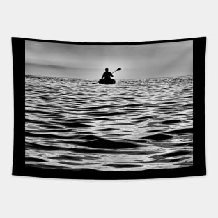 Black and white kayak Tapestry