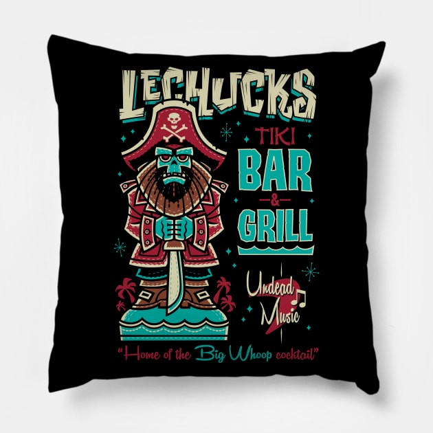 Lechucks Tiki Bar - Monkey Island - Retro Video Game Ghost Pirate Pillow by Nemons