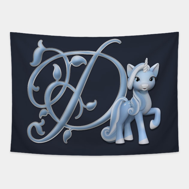 Monogram D Custom Unicorn Tapestry by AlondraHanley