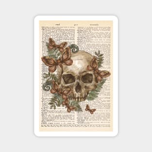 Vintage human anatomy- human skull with flowers Magnet