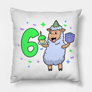 I am 6 with sheep - girl birthday 6 years old Pillow