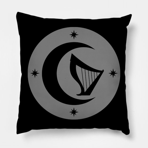 Those Who Harp (gray cutout) Pillow by ProgBard