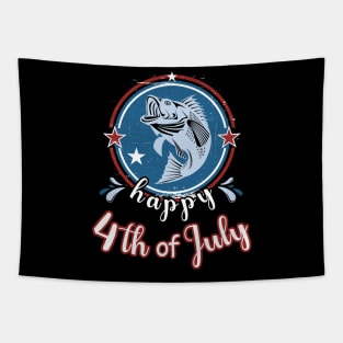 Happy 4Th of July Funny Fish Retro Tapestry