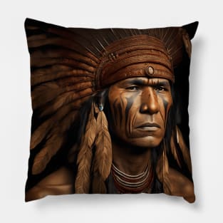 [AI Art] Proud Native American Man With Headdress Pillow