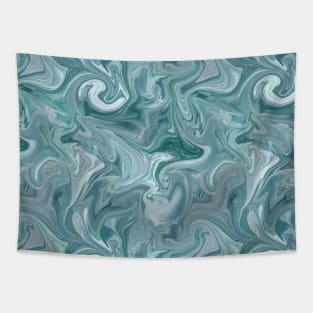 Teal Blue Silk Marble - Digital Liquid Paint Tapestry