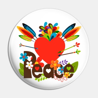 Peace heart illustration Pin