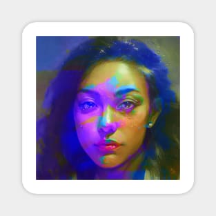 I SEE WHAT YOU DID Weirdcore Glitch Art Portrait Magnet