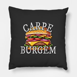 Carpe Burgem!  Burger Pun Cheeseburger Fun Pillow