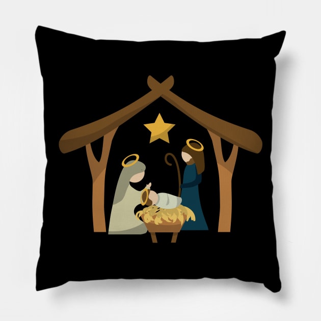 Christmas Nativity | Baby Jesus | Born on Christmas Pillow by MerchMadness