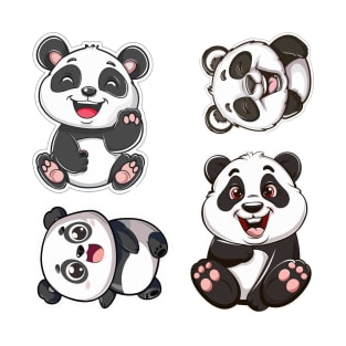 Playful Panda Pals Sticker Pack 1 - 3 T-Shirt