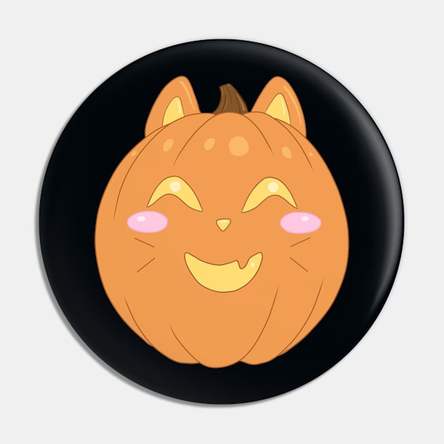 Happy Cat Pumpkin Pin by Lady Lilac