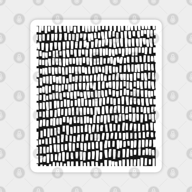 Black Background and White Lines and Stripes Magnet by OneThreeSix