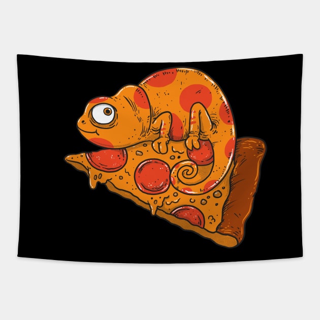 Pizza Chameleon Tapestry by ppmid