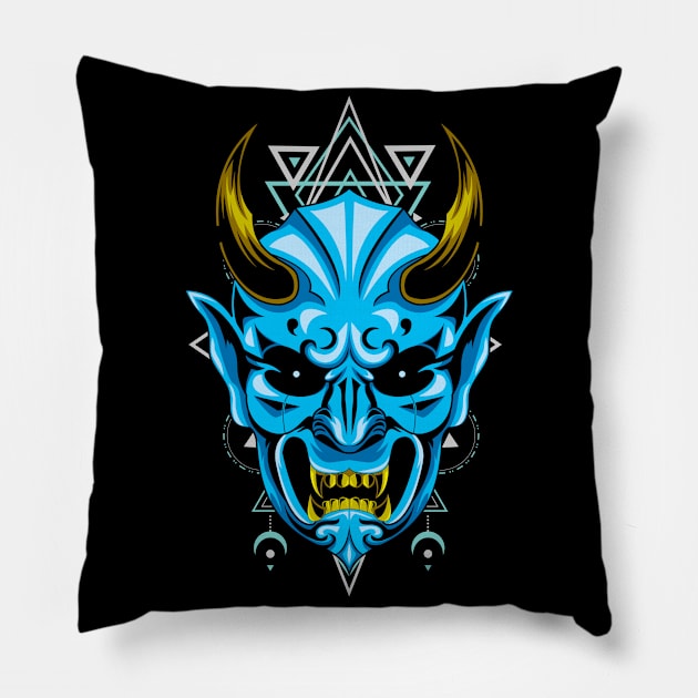 oni samurai mask Pillow by SHINIGAMII