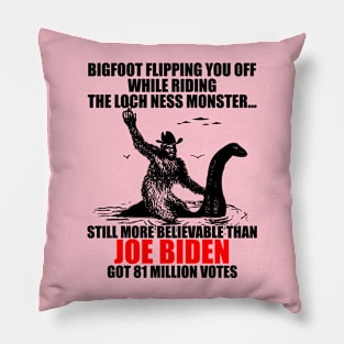 Bigfoot Riding Loch Ness Monster Biden Pillow