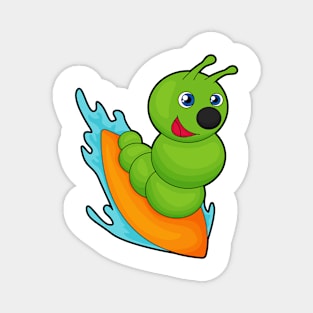 Caterpillar as Surfer with Surfboard Magnet