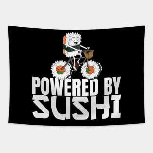 Powered by Sushi - Funny Cycling Sushi Biker Tapestry