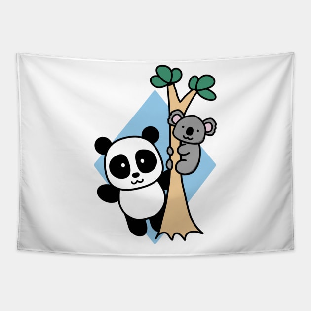 Cute Panda and Koala Tapestry by 1000 Pandas