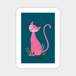 Pink kitten on a green color Magnet