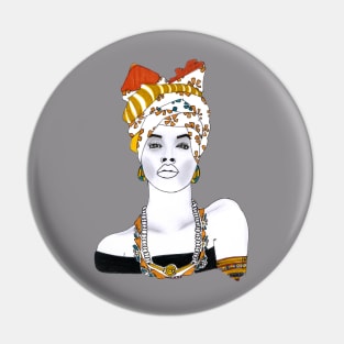 Beautiful Orange African Turban Art Pin