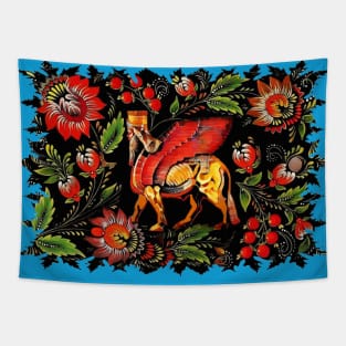 Flowers of winged bull Tapestry