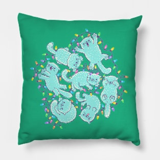 Cute cats with Christmas garland. Pillow