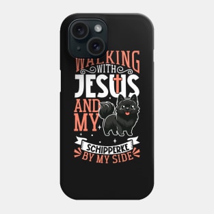 Jesus and dog - Schipperke Phone Case