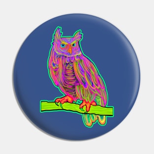 Neon Horned Owl Pin