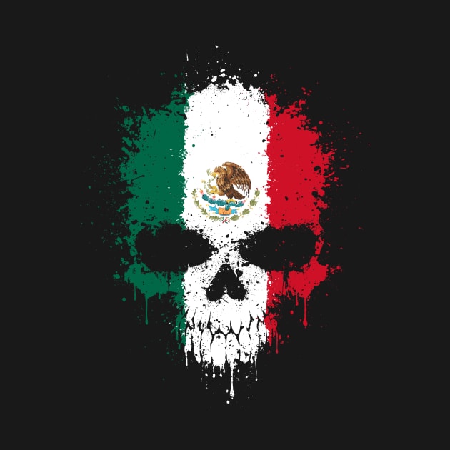 Chaotic Mexican Flag Splatter Skull by jeffbartels