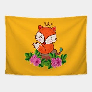 Cute Fox Animal Flower Tapestry