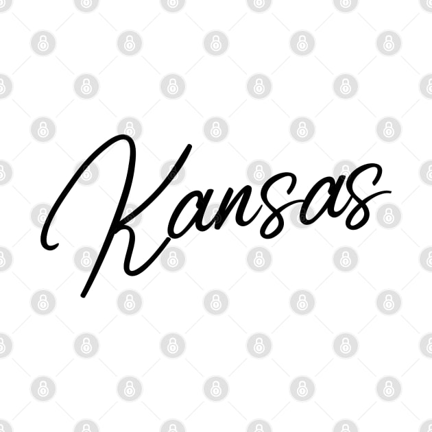 'Kansas' black flowing handwritten text by keeplooping