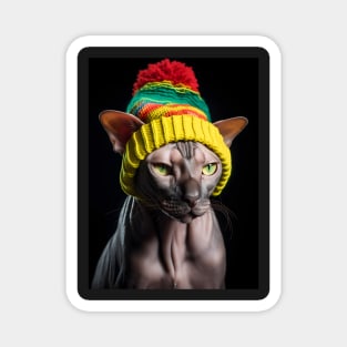 Sphynx cat - warm hat Magnet